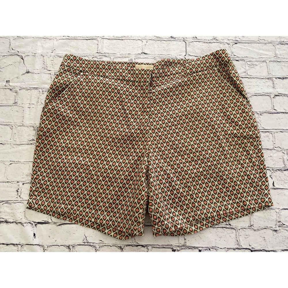 Dept 222 Womens‎ Shorts Squares Diamond Print Beige Pink Brown Bermudas Size 16W